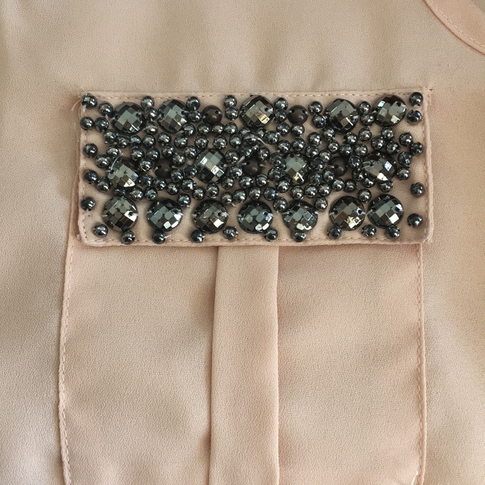 Peach Sleeveless Top Bling Pockets - Picture 6 of 6